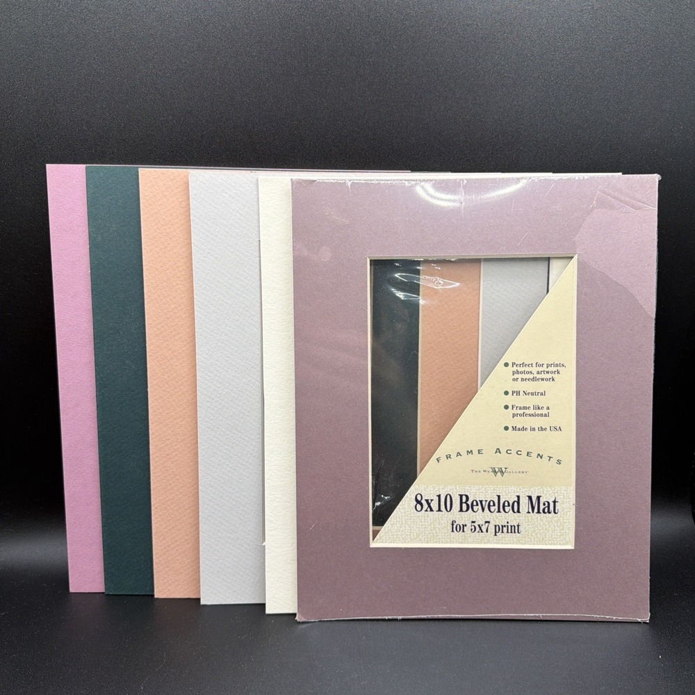 Lot of 6 Picture Frame Mats for 5x7 Picture 8x10 Frame Size Variety Colors